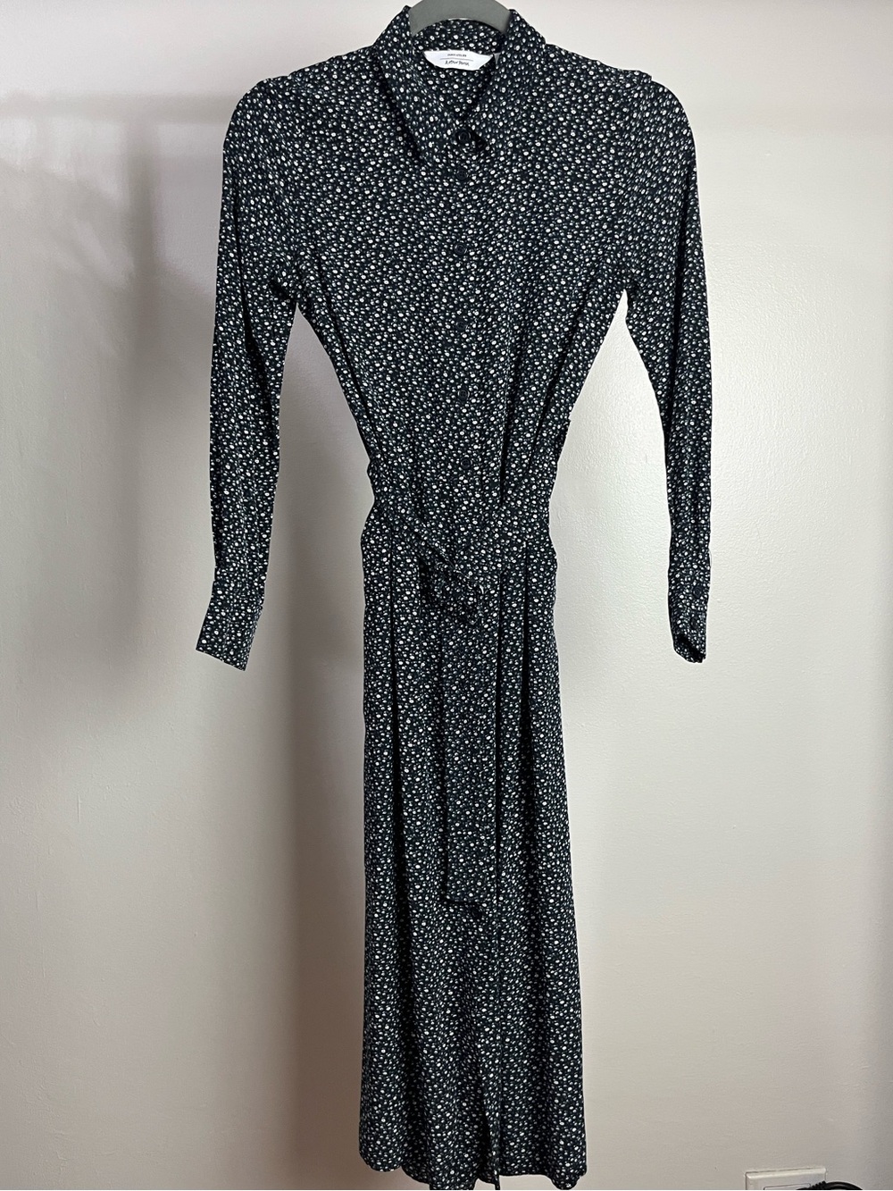 & Other Stories Black Floral Long Sleeve Shirt Dress Size 0